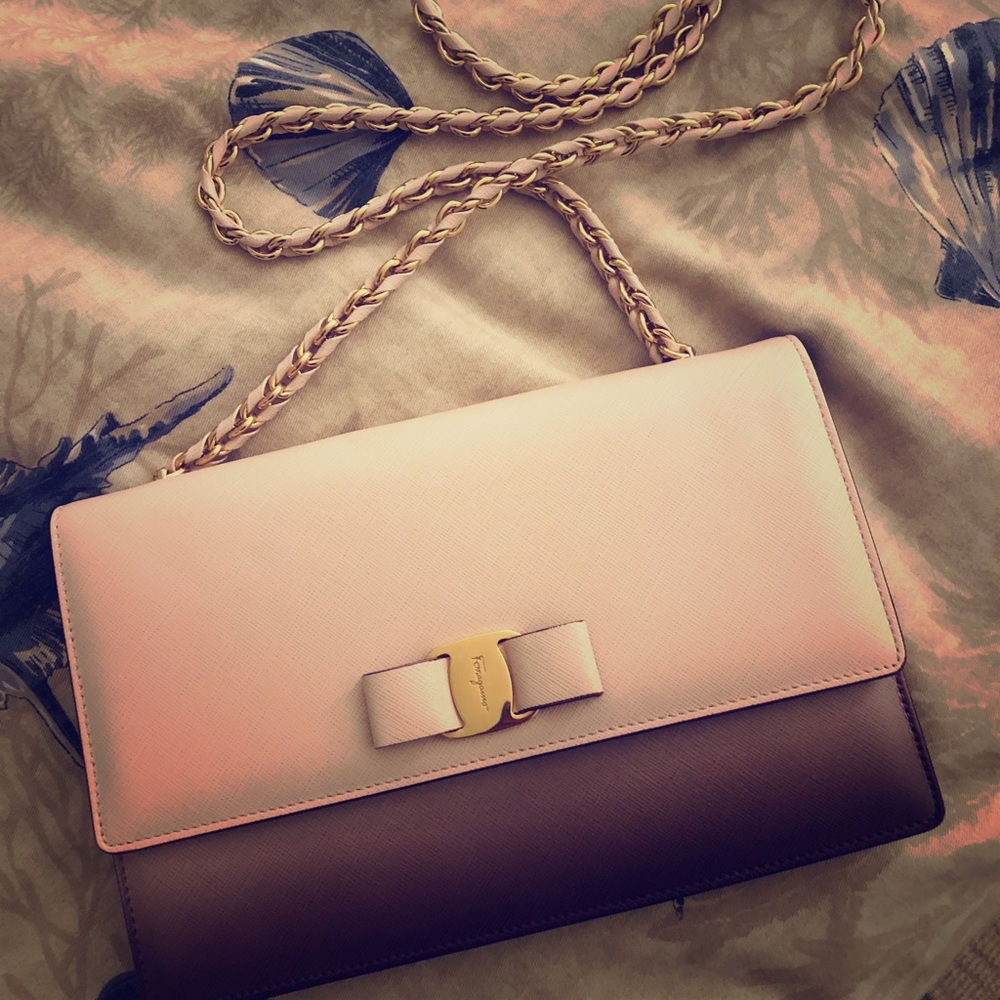 salvatore ferragamo ombré vara flap bag pink purpl
